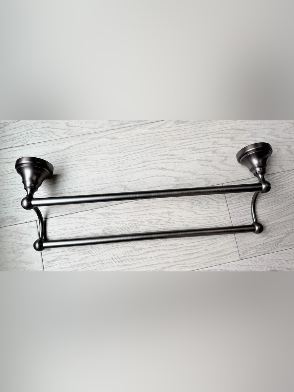 Oil-Rubbed Bronze Double Towel Bar 18” in Solid Brass by Maykke.